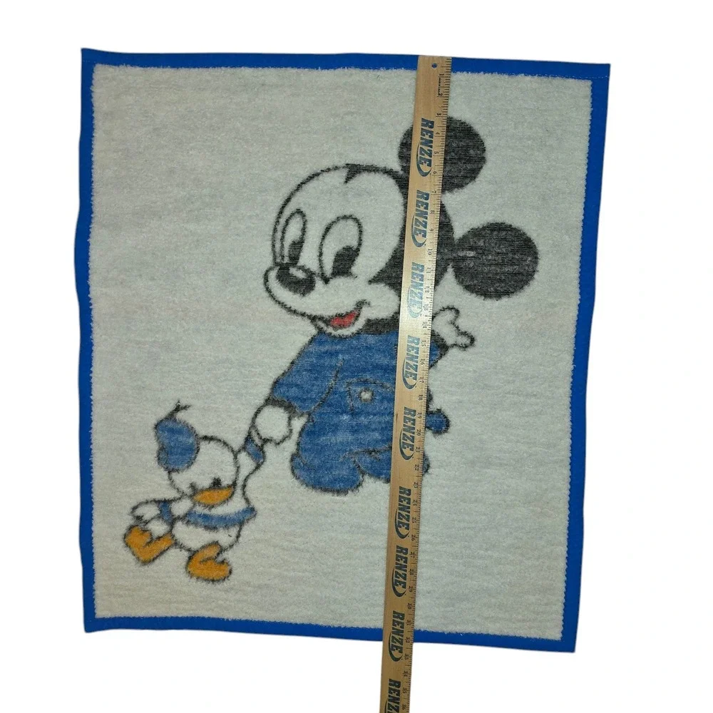 Vintage 80's Biederlack Baby Blanket Mickey Mouse Donald Duck USA Made Kid Throw